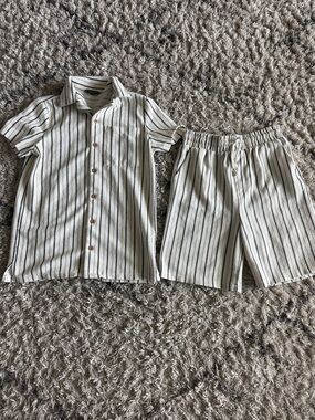 Primark Cream and Black Striped Kids Matching Set